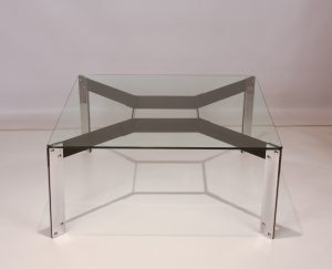 Mesa de centro de vidrio y hierro Miguel Milá / Gres - 1962